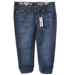 Project Womens 11 Blue Dark Wash Denim Mid Rise Capri Cropped Jeans Pockets NWT